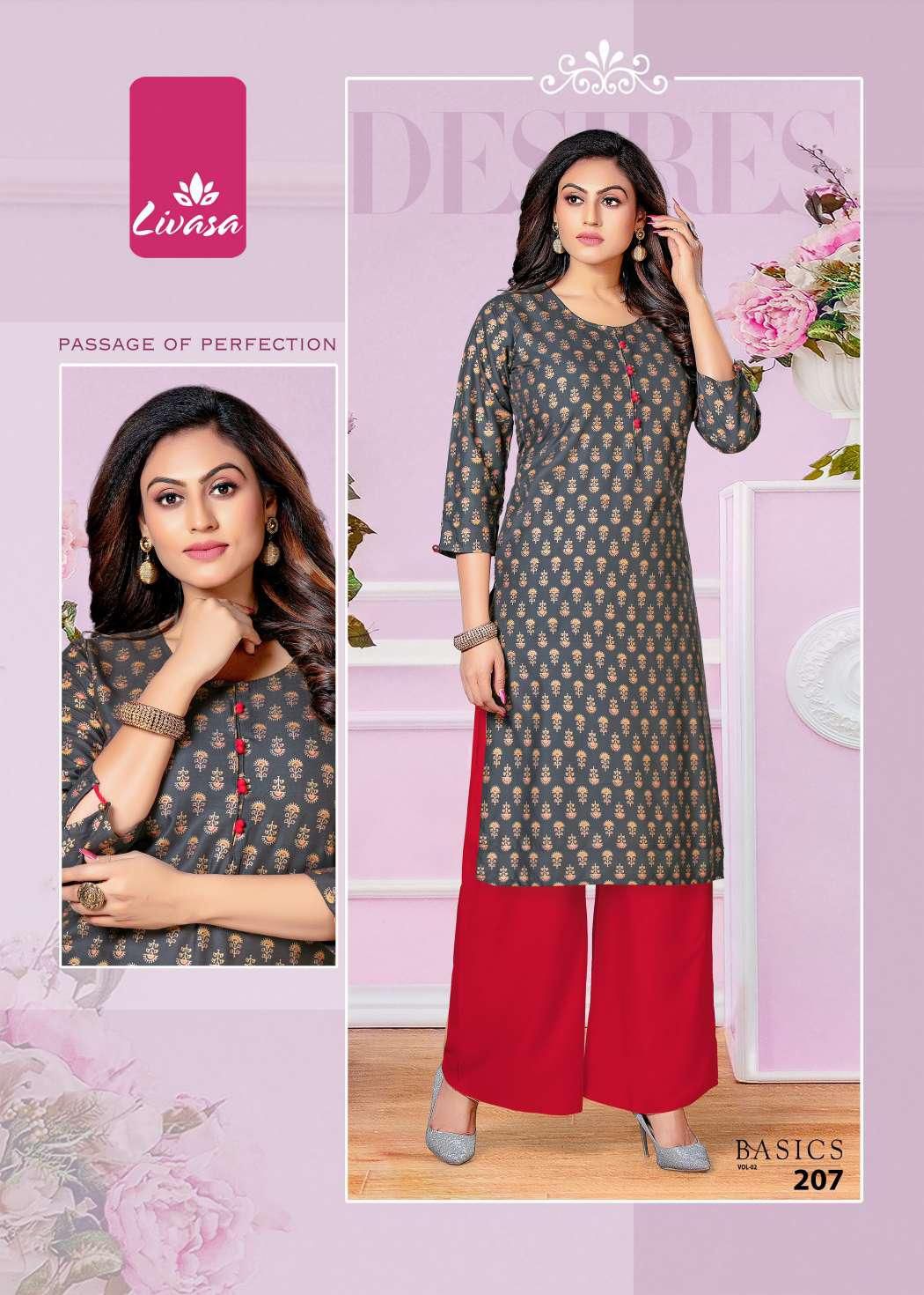 Livasa Basics 2 Rayon Printed Regular  Wear Designer Kurti Collection